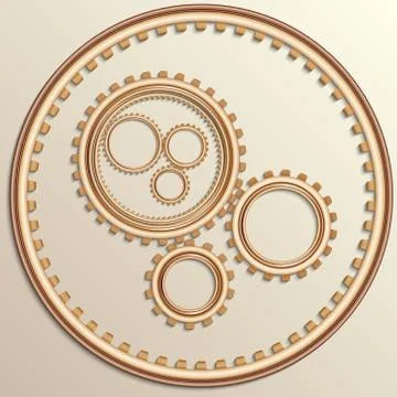 Vector illustration of metallic copper gear wheels Stock Illustration