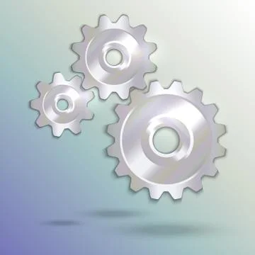 Vector illustration of metallic silver cogwheels Stock Illustration