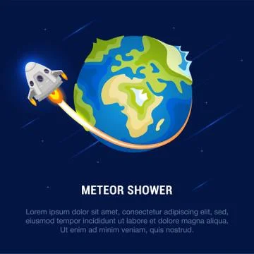 Vector Illustration of Meteor Shower. 무료 스톡 일러스트