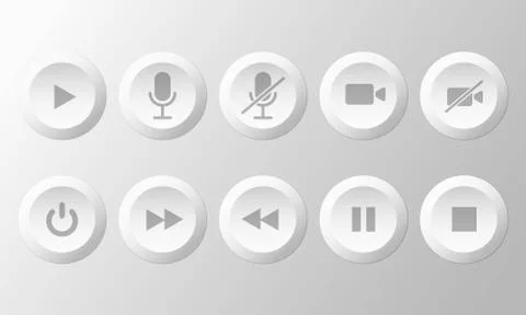 Vector illustration of mic and video icon for mute, unmute, on and off. Symbo Stock Illustration