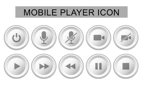 Vector illustration of mic and video icon for mute, unmute, on and off. Symbo Stock Illustration