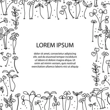 Vector illustration of microgreens with a place for text. Healthy young seedl Stock Illustration