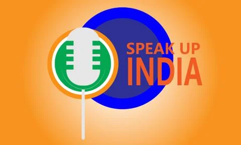 Vector illustration of a microphone % INDIA Typography Illustrazione stock