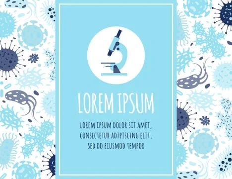 Vector illustration of microscope and germs pattern 库存插图