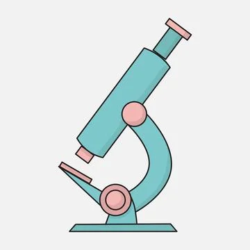 Vector illustration of microscope. With black outline and color on a white Stock Illustration