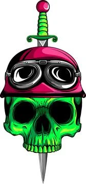 Vector illustration of military skull bite a dagger Stock Illustration