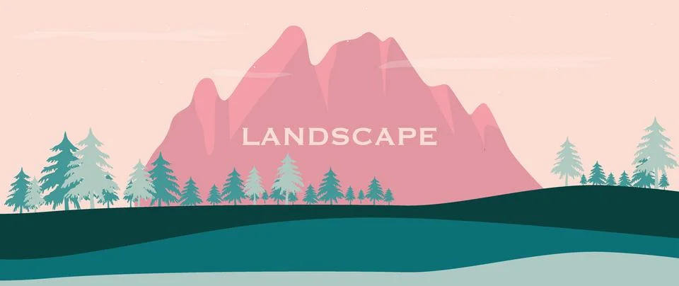 Vector illustration. Minimal abstract landscape. Perfect as a background screen Stock Illustration
