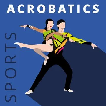 Vector illustration in minimalist flat style. Man and woman artistic gymnastics Stock Illustration