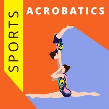 Vector illustration in minimalist flat style. Man and woman artistic gymnastics Stock Illustration