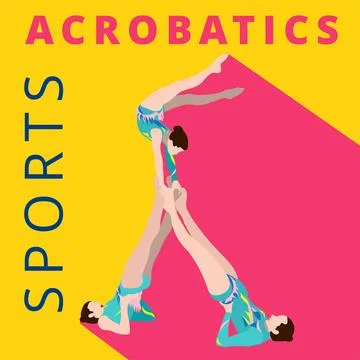 Vector illustration in minimalist flat style. Man and woman artistic gymnastics Stock Illustration