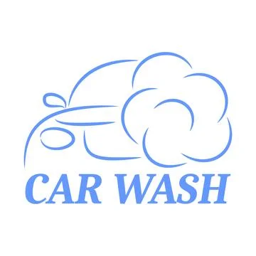 Vector illustration. Minimalistic car logo design with foam bubbles for car w Stock Illustration