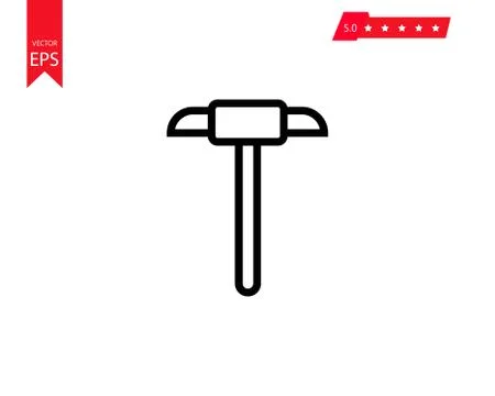 Vector illustration of mining tool of cryptocurrency icon, linear hammer sign Stock Illustration