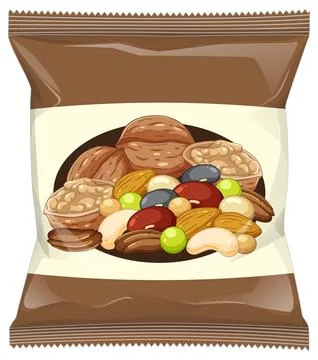Vector Illustration of Mixed Nuts Snack Package Stock Illustration