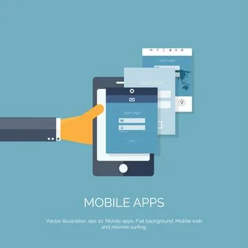 Vector illustration. Mobile apps. Programming and coding. Flat ui. Stock Illustration