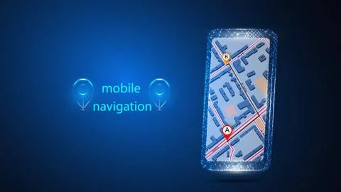 Vector illustration of a mobile phone with an application for mobile navigation Stock Illustration