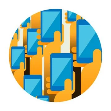 Vector illustration of mobile phone in hand Stock Illustration