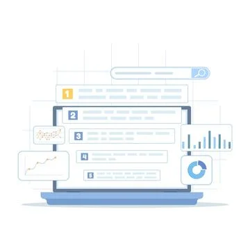 Vector illustration of mobile search results and ranking data Stock Illustration