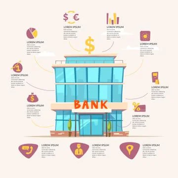 Vector illustration of a modern Bank. Stock Illustration