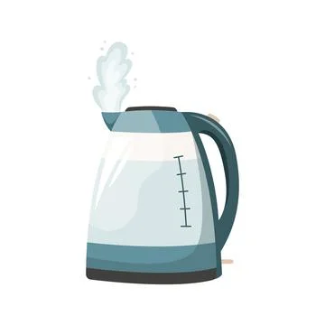 Vector illustration of a modern boiling teapot. Stock Illustration