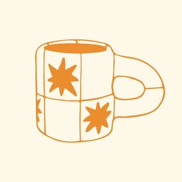 Vector illustration of a modern ceramic mug featuring an yellow and white Stock Illustration