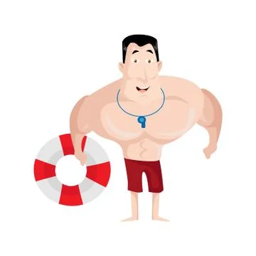 Vector Illustration modern flat character Beach Guard Stock Illustration