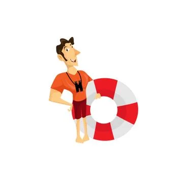 Vector Illustration modern flat character Beach Guard Stock Illustration