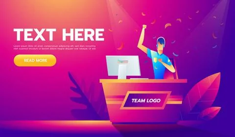 Vector illustration in modern flat linear style - cybersport tournament co... Foto stock