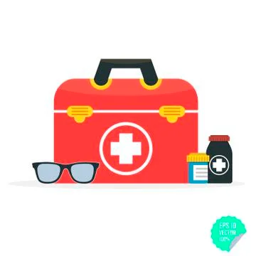 Vector illustration in a modern flat style, health care concept. Medical bag  Stock Illustration