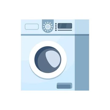 Vector illustration of a modern front-loading washing machine washing clothes Stock Illustration