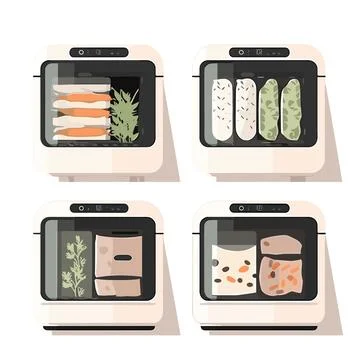 Vector illustration of a modern multicooker with different utensils. Illustrazione stock