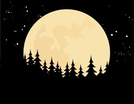 Vector illustration of a modern nature with the moon Stock Illustration
