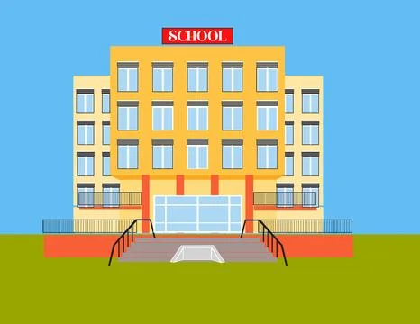 Vector illustration of modern school building. Ilustración de archivo