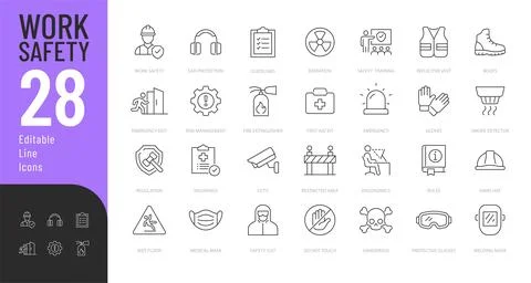 Vector illustration in modern thin line style of occupation related icons Stock Illustration