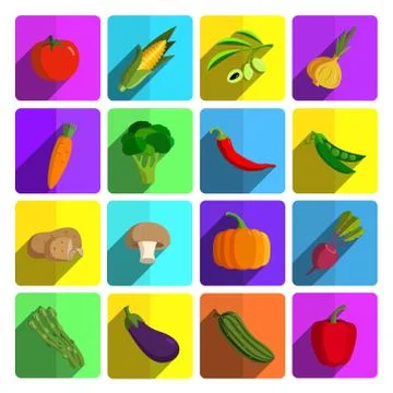This is a vector illustration of Modern vegetable vector icon set Stock Illustration
