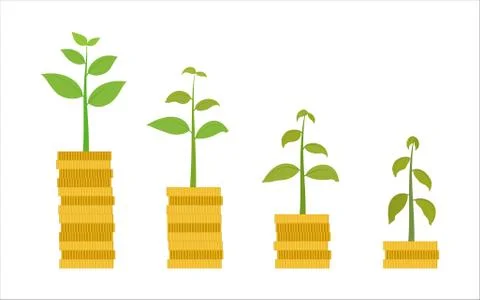 Vector illustration of money go down with plant go to dead - Business concept Stock Illustration