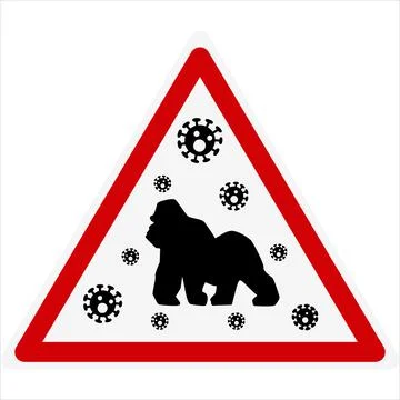 Vector illustration of monkey icon with virus cells. new virus Monkeypox 2022 - Stock Illustration