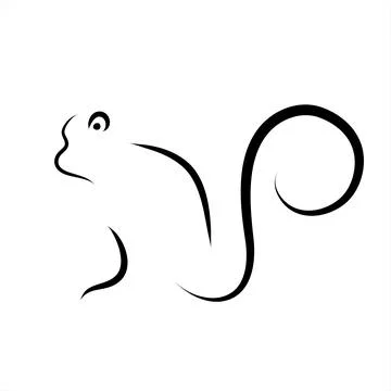 Vector illustration of monkey painted with simple lines. Symbol of wild anima Stock Illustration