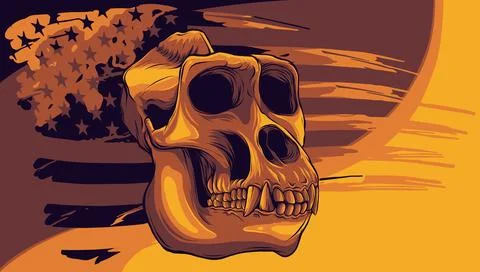 Vector illustration of monkey skull with american flag Stock Illustration
