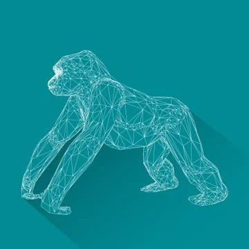 Vector illustration of Monkey symbol year 2016. Triangle polygonal model Stock-Illustration