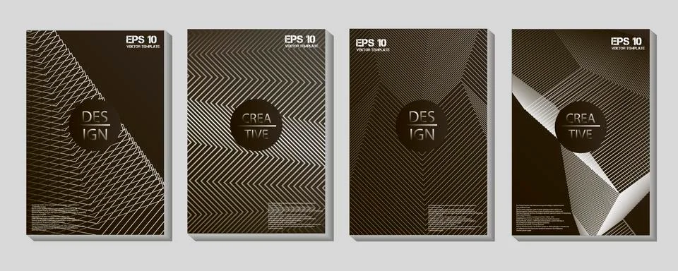 Vector illustration of monochrome abstract pattern background set with black and Stock Illustration