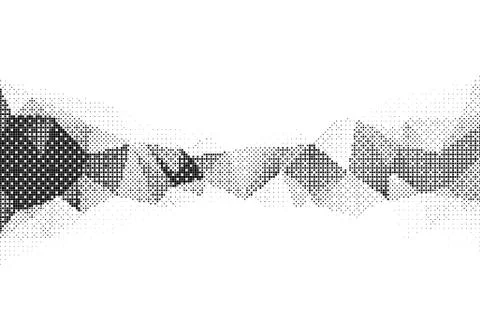 Vector illustration of monochrome particle pattern moving shape 스톡 일러스트