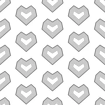 Vector illustration monochrome seamless pattern geometric line hearts to Vale Stock Illustration