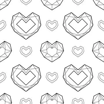 Vector illustration monochrome seamless pattern geometric line hearts to Vale Stock Illustration