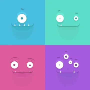 Vector illustration of monster faces Stock Illustration