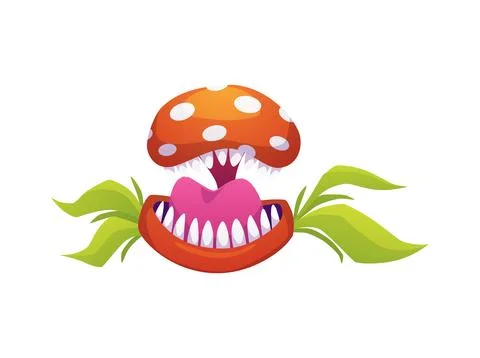 Vector illustration of a monster plant with sharp teeth and a spotted pattern 스톡 일러스트