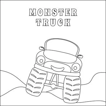 Vector illustration of monster truck with cartoon style. Stock Illustration