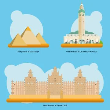 Vector illustration of Monuments and landmarks in Africa Vol. 1: The Pyramids of Stock Illustration