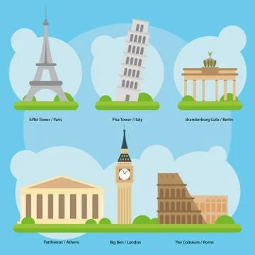 Vector illustration of Monuments and landmarks in Europe Vol. 1: Eiffel Tower (P Illustrazione stock