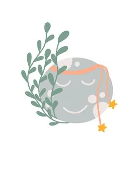 Vector illustration of moon in kids boho style. Stock Illustration