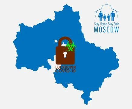 Vector illustration moscow lockdown preventing coronavirus spread or outbreak Illustrazione stock